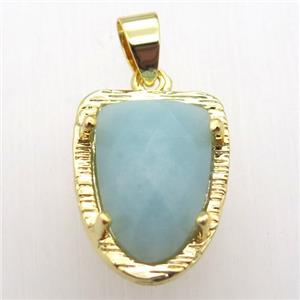 amazonite tongue pendant, gold plated, approx 15-20mm