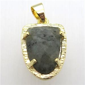 labradorite tongue pendant, gold plated, approx 15-20mm
