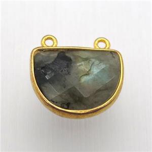 labradorite moon pendant, gold plated, approx 13-17mm