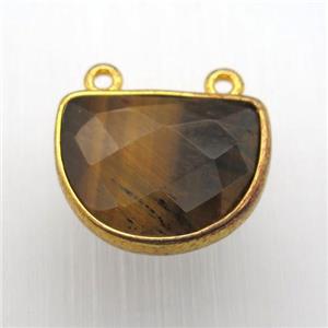 tiger eye stone moon pendant, gold plated, approx 13-17mm
