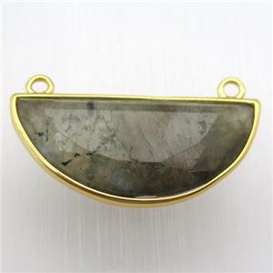 labradorite moon pendant, gold plated, approx 15-30mm