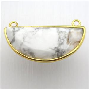 white howlite turquoise moon pendant, gold plated, approx 15-30mm