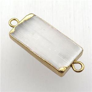 white Calcite connector, rectangle, gold plated, approx 15-30mm
