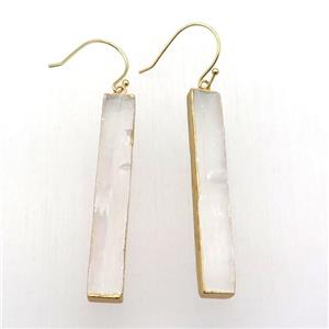 white Calcite Earring, rectangle, gold plated, approx 8-55mm
