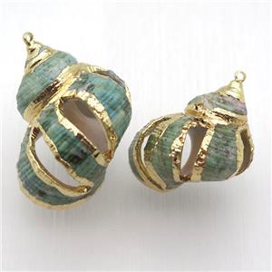 Oyster shell pendant, gold plated, approx 30-40mm