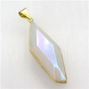 white Agate pendant, AB color electroplated, approx 20-50mm