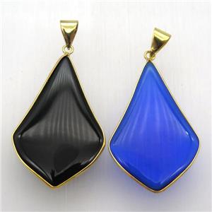 mixed color glass pendant, teardrop, approx 30-45mm