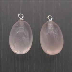 Rose Quartz egg pendant with 925 silver bail, approx 9-14mm
