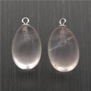 Clear Quartz egg pendant with 925 silver bail, approx 9-14mm