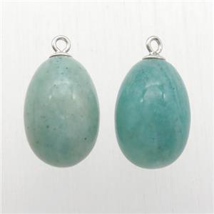 Amazonite egg pendant with 925 silver bail, approx 9-14mm