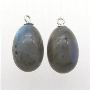 Labradorite egg pendant with 925 silver bail, approx 9-14mm