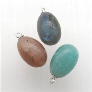 mixed gemstone egg pendant with sterling silver bail, approx 9-14mm