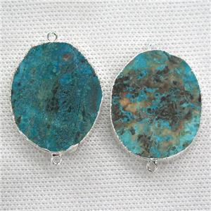 Ocean Jasper connector, silver plated, approx 15-30mm