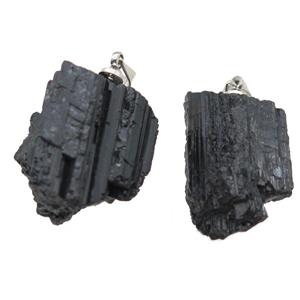 black Tourmaline nugget pendant, freeform, approx 15-20mm