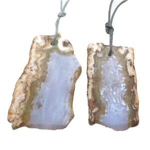 Blue Lace Agate slice pendant, freeform, approx 30-60mm