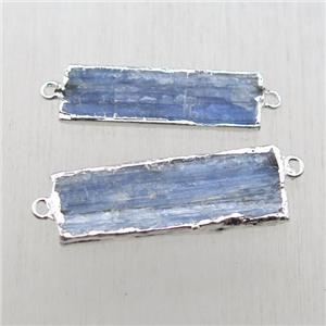 blue kyanite rectangle connector, silver plated, approx 8-30mm