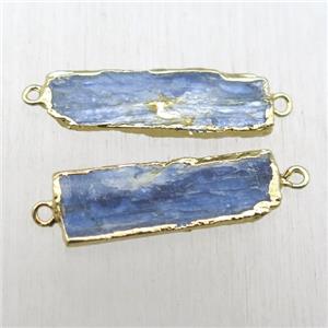 blue kyanite rectangle connector, gold plated, approx 8-30mm