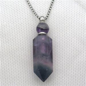 purple Fluorite perfume bottle Necklace, approx 16-60mm