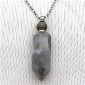 gray Botswana Agate perfume bottle Necklace, approx 16-60mm