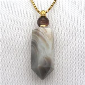 grey Botswana Agate perfume bottle Necklace, approx 16-60mm