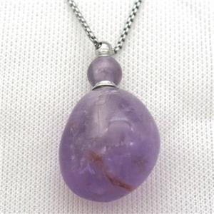 purple Amethyst perfume bottle Necklace, approx 30-50mm