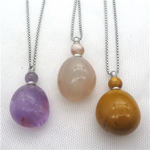 mixed Gemstone perfume bottle Necklace, approx 30-50mm