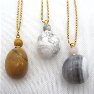 mixed Gemstone perfume bottle Necklace, approx 30-50mm