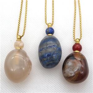 mixed Gemstone perfume bottle Necklace, approx 25-50mm