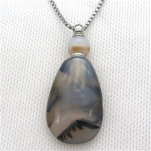 Heihua Agate perfume bottle Necklace, approx 25-50mm