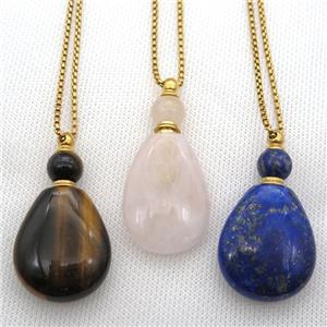mixed Gemstone perfume bottle Necklace, approx 28-40mm