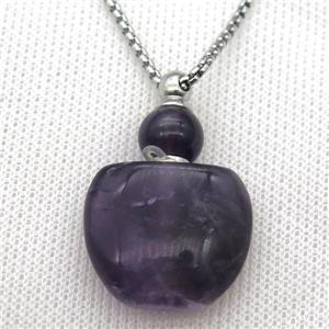 Amethyst perfume bottle Necklace, approx 28-40mm