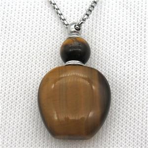 yellow Tiger eye stone perfume bottle Necklace, approx 28-40mm