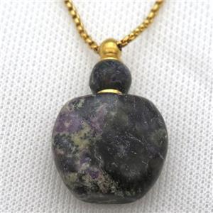 charoite perfumer bottle necklace, gold plated, approx 28-40mm