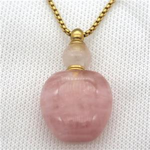 Rose Quartz perfume bottle Necklace, approx 28-40mm