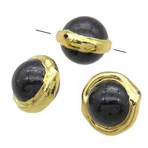 round Garnet Beads, gold plated, approx 18mm dia