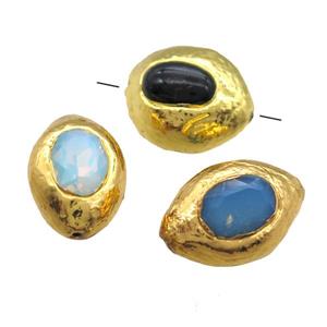 Crystal Glass barrel beads, gold plated, mixed, approx 18-25mm