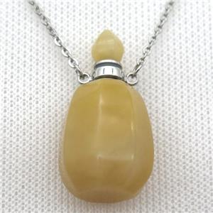 yellow Jade perfume bottle Necklace, approx 30-40mm