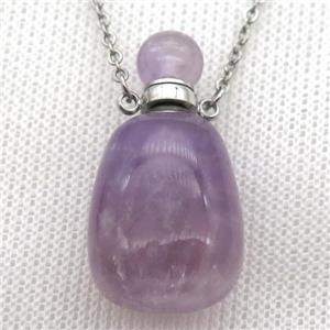 purple Amethyst perfume bottle Necklace, approx 30-40mm