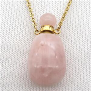 Rose Quartz perfume bottle Necklace, approx 30-40mm