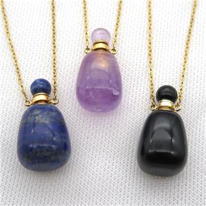 mixed Gemstone perfume bottle Necklace, approx 30-40mm