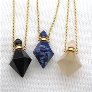 mixed Gemstone perfume bottle Necklace, approx 20-35mm