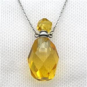 yellow Citrine perfume bottle Necklace, approx 20-40mm
