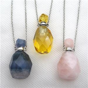 mixed Gemstone perfume bottle Necklace, approx 20-40mm