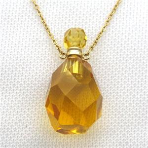 yellow Citrine Gemstone perfume bottle Necklace, approx 20-40mm