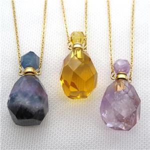 mixed Gemstone perfume bottle Necklace, approx 20-40mm