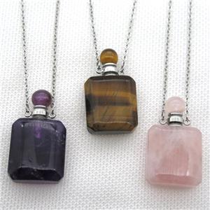 mixed Gemstone perfume bottle Necklace, approx 20-35mm