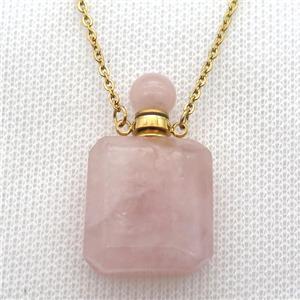Rose Quartz perfume bottle Necklace, approx 20-35mm