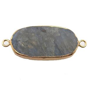 Labradorite oval connector, gold plated, approx 20-40mm