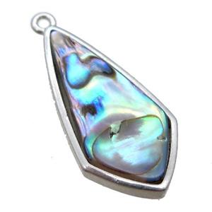 Abalone Shell teardrop pendant, platinum plated, approx 14-26mm