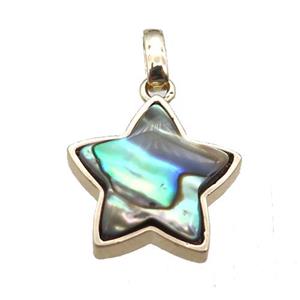 Abalone Shell star pendant, gold plated, approx 16mm